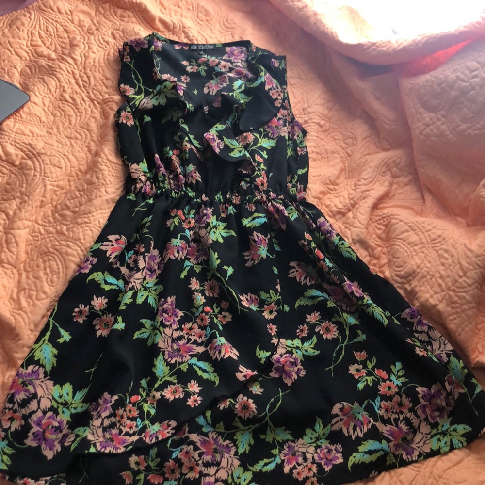 Black floral printed dress